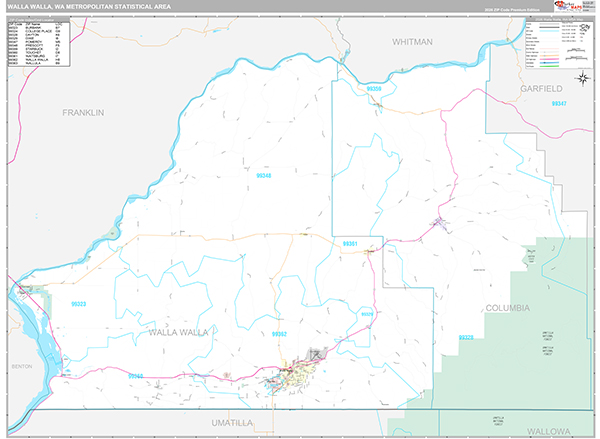 Walla Walla, WA Metro Area Wall Map